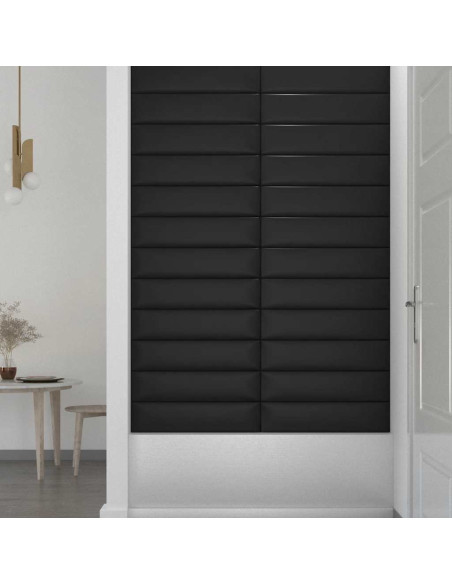 Pannelli Murali 12 pz Neri 60x15 cm Similpelle 1,08 m²