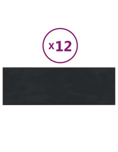 Pannelli Murali 12 pz Neri 90x30 cm Velluto 3,24 m² 2