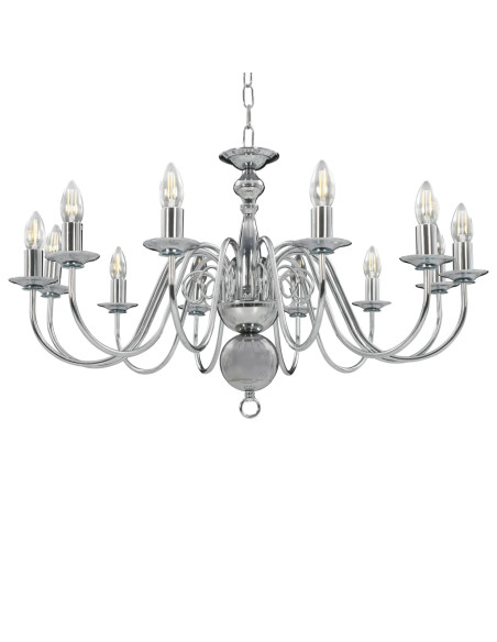 Lampadario Argento 12 Lampadine Attacco E14