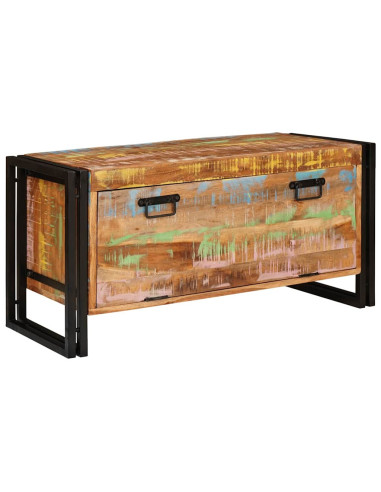 Mobile per scarpe con porta Marrone legno massello di riciclo