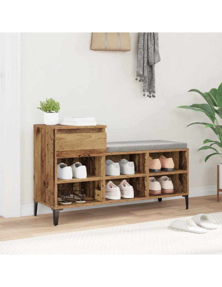 Mobile per scarpe con cassetto Legno vecchio 102 x 36 x 60 cm