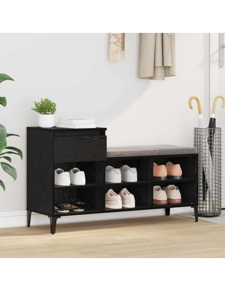 Mobile per scarpe con cassetto Rovere nero 102 x 36 x 60 cm