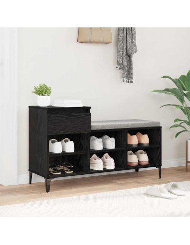 Mobile per scarpe con cassetto Rovere nero 102 x 36 x 60 cm