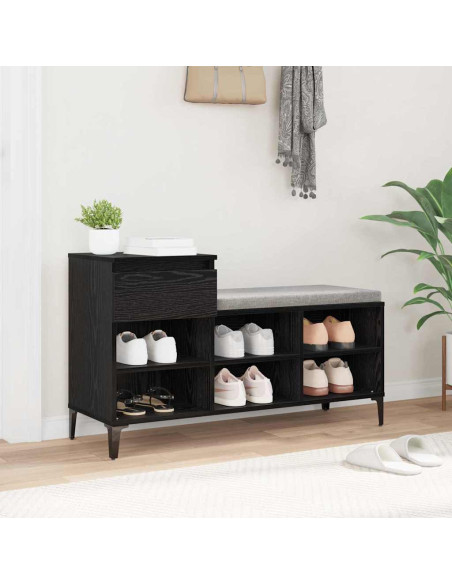 Mobile per scarpe con cassetto Rovere nero 102 x 36 x 60 cm