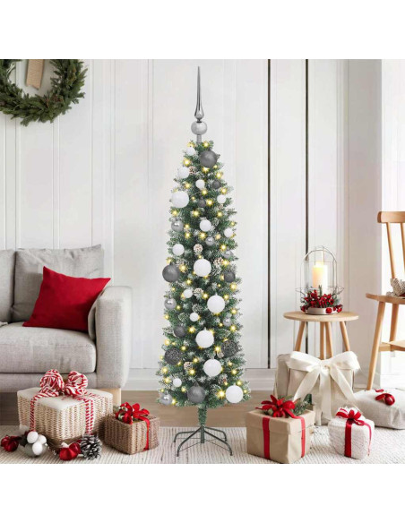 Albero di Natale Artificiale Sottile Verde 120 cm