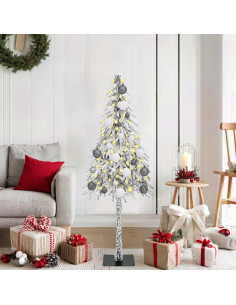 Albero di Natale con luci a strisce a LED Bianco 120 cm PE
