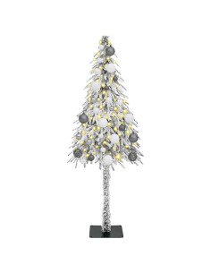 Albero di Natale con 150 LED Bianco 120 cm PE e Acciaio 2
