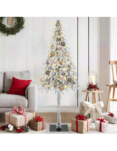 Albero di Natale con luci a strisce a LED Bianco 150 cm PE