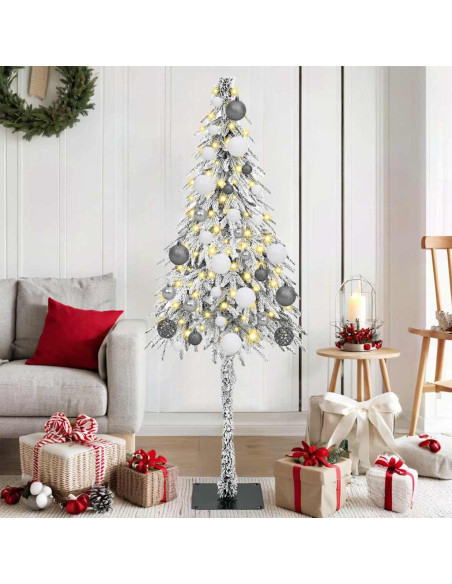 Albero di Natale con luci a strisce a LED Bianco 150 cm PE