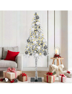 Albero di Natale con luci a strisce a LED Bianco 180 cm PE