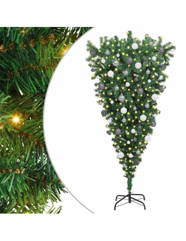 Albero di Natale artificiale pre-illuminato rovesciato con set di palline