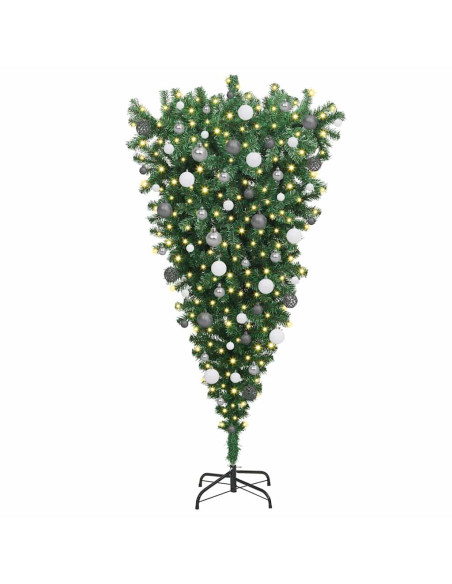 Albero di Natale artificiale pre-illuminato rovesciato con set di palline