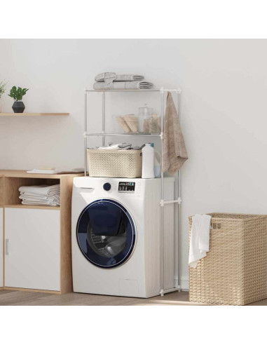 Mensola per lavatrice Bianco 63 x 27 x 136 cm Alluminio