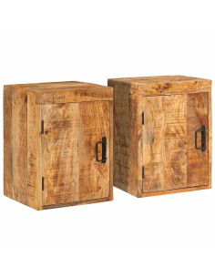 Comodino 2 pcs Marrone 35 x 33 x 48 cm Legno di mango massello