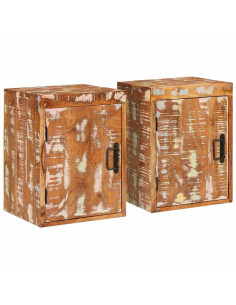 Comodino 2 pcs Marrone 35 x 33 x 48 cm Legno Solido Recuperato