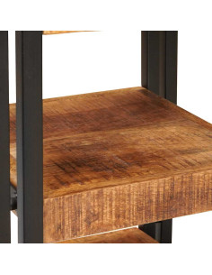 Comodino Marrone e nero 38 x 33 x 58 cm Legno di mango massello