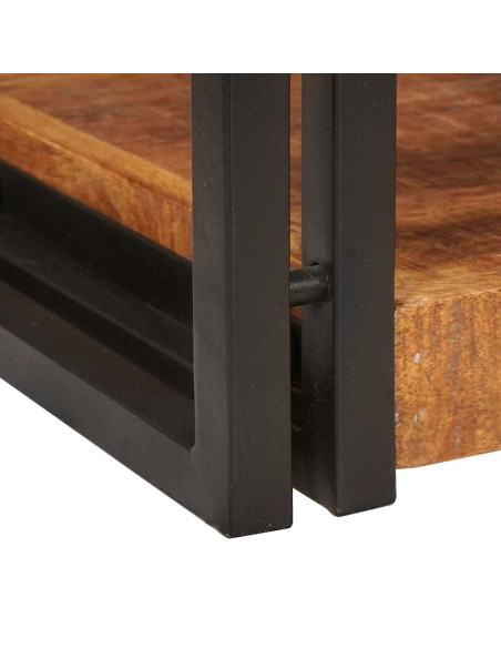 Comodino Marrone e nero 38 x 33 x 58 cm Legno di mango massello