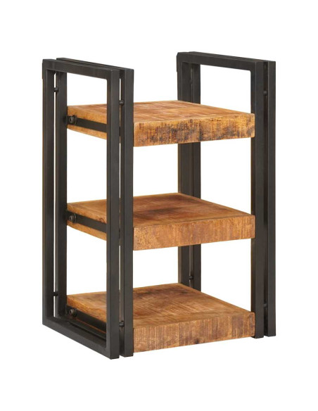 Comodino Marrone e nero 38 x 33 x 58 cm Legno di mango massello