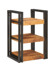 Comodino 2 pcs Marrone e nero Legno di mango massello 2