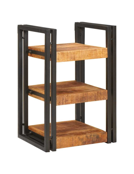 Comodino 2 pcs Marrone e nero Legno di mango massello