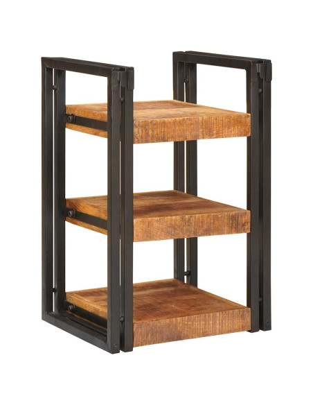 Comodino 2 pcs Marrone e nero Legno di mango massello