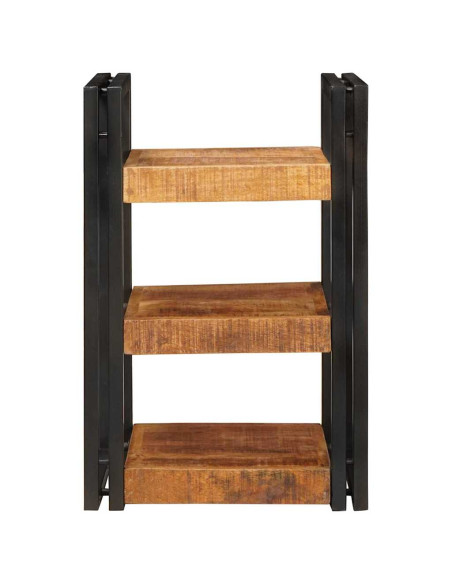 Comodino 2 pcs Marrone e nero Legno di mango massello