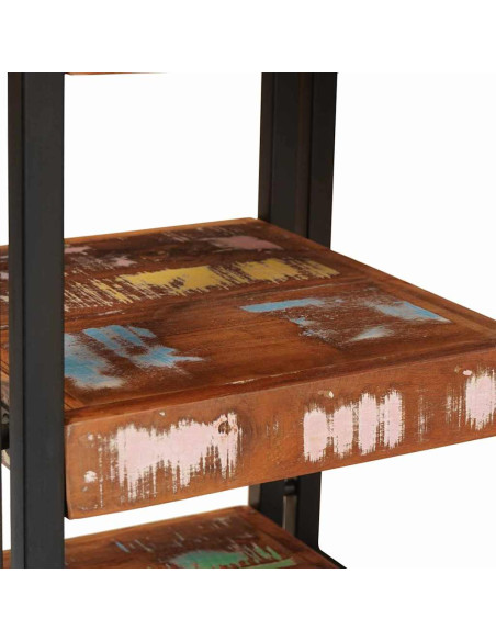 Comodino 2 pcs Marrone e nero Legno Solido Recuperato