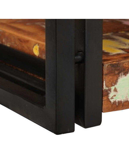 Comodino 2 pcs Marrone e nero Legno Solido Recuperato