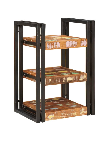 Comodino 2 pcs Marrone e nero Legno Solido Recuperato