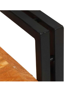 Comodino Marrone e nero Legno Massello di Acacia