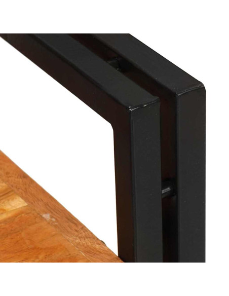 Comodino Marrone e nero Legno Massello di Acacia