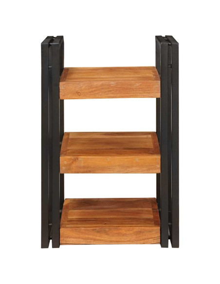 Comodino 2 pcs Marrone e nero Legno Massello di Acacia