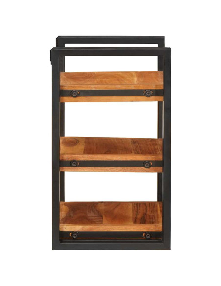 Comodino 2 pcs Marrone e nero Legno Massello di Acacia