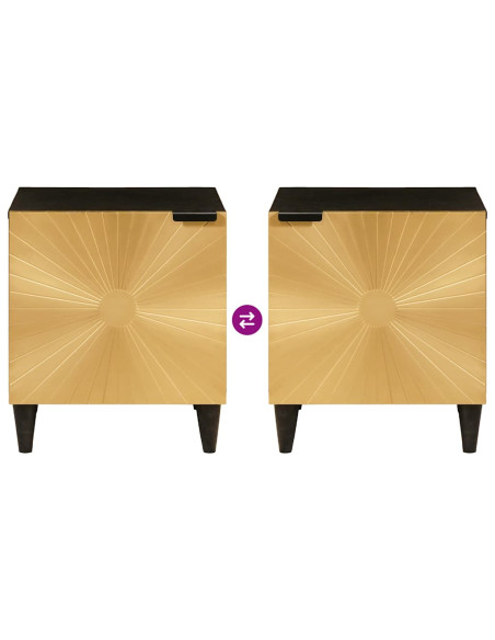 Comodino 2 pcs Nero e Oro 40 x 33.5 x 46 cm
