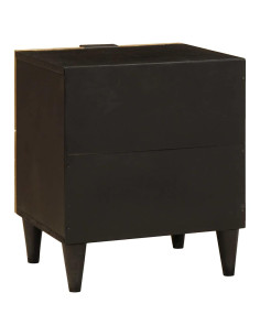 Comodino Nero e Oro 40 x 33.5 x 46 cm legno massello di mango