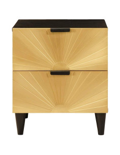 Comodino Nero e Oro 40 x 33.5 x 46 cm legno massello di mango 2