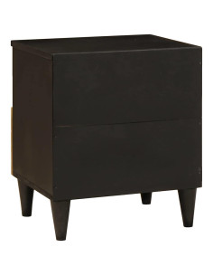 Comodino Nero e Oro 40 x 33 x 46 cm legno massello di mango