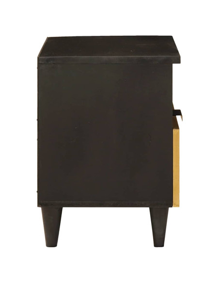 Comodino Nero e Oro 40 x 33 x 46 cm legno massello di mango
