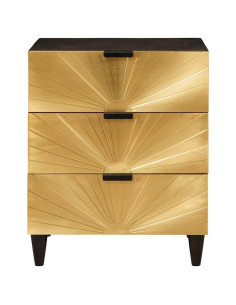 Comodino con cassetto Nero e Oro 50 x 33 x 60 cm 2