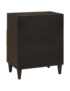 Comodino Nero e Oro 50 x 33 x 60 cm legno massello di mango