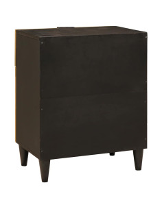 Comodino Nero e Oro 50 x 33 x 60 cm legno massello di mango