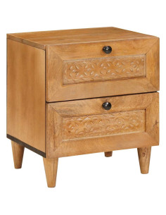 Comodino Marrone chiaro 40 x 33 x 46 cm legno massello di mango