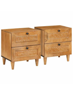 Comodino con cassetto 2 pcs Marrone chiaro 40 x 33 x 46 cm