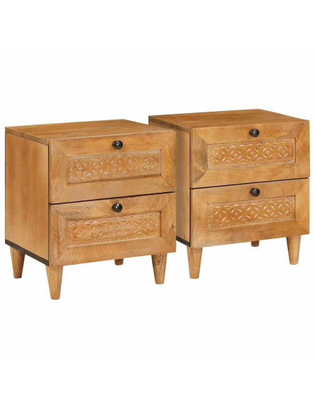 Comodino con cassetto 2 pcs Marrone chiaro 40 x 33 x 46 cm