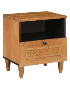 Comodino Marrone chiaro 40 x 33 x 46 cm legno massello di mango