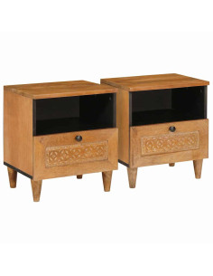 Comodino con cassetto 2 pcs Marrone chiaro 40 x 33 x 46 cm