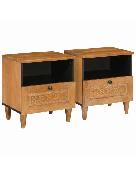 Comodino con cassetto 2 pcs Marrone chiaro 40 x 33 x 46 cm