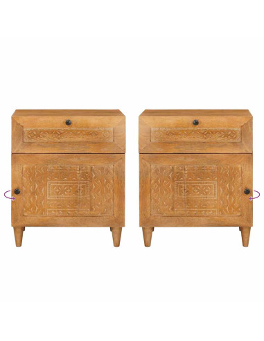 Comodino Marrone chiaro 50 x 33 x 60 cm legno massello di mango