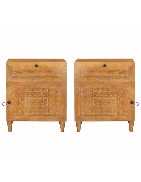 Comodino Marrone chiaro 50 x 33 x 60 cm legno massello di mango