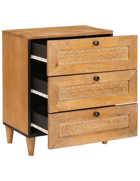 Comodino Marrone chiaro 50 x 33 x 60 cm legno massello di mango
